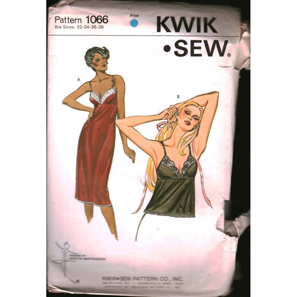 Kwik Sew 1066 Vintage Sewing Pattern Misses Bra Slip Camisole Size 32-38 uncut